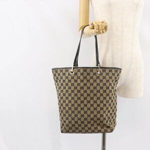 GUCCI GG Canvas Tote Bag Beige Gold 002 1098 Auth 151536